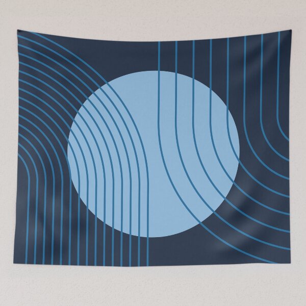 Item preview, Mid Century Modern Arches Boho Geometric Minimalist Line Art in Coastal Navy designed and sold by nineFlorals.