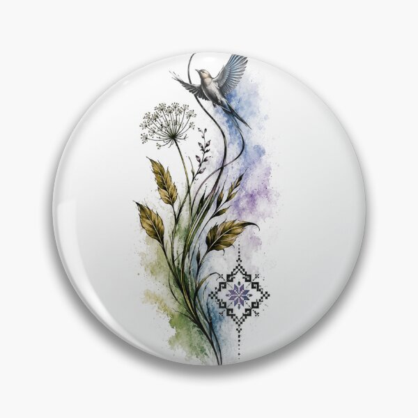 Item preview, Watercolor Hummingbird Botanical Art designed and sold by PetalGarden.