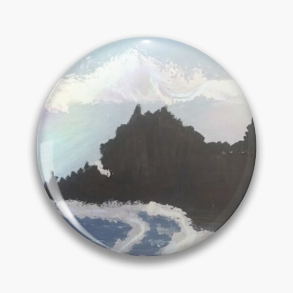 Item preview, Ocean Waves and Coastal Mountain Landscape Acrylic Painting designed and sold by ArtBloomDK.