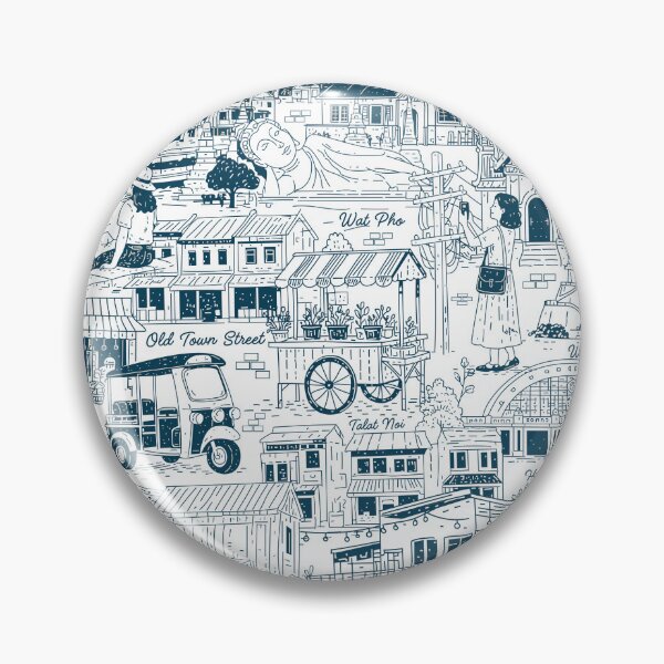 Item preview, A vintage hand-drawn doodle vector illustration showcasing iconic Bangkok old city landmarks and cultural lifestyle designed and sold by maewjpho.