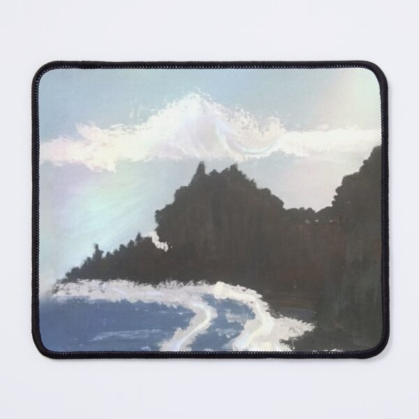 Item preview, Ocean Waves and Coastal Mountain Landscape Acrylic Painting designed and sold by ArtBloomDK.