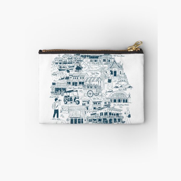 Item preview, A vintage hand-drawn doodle vector illustration showcasing iconic Bangkok old city landmarks and cultural lifestyle designed and sold by maewjpho.