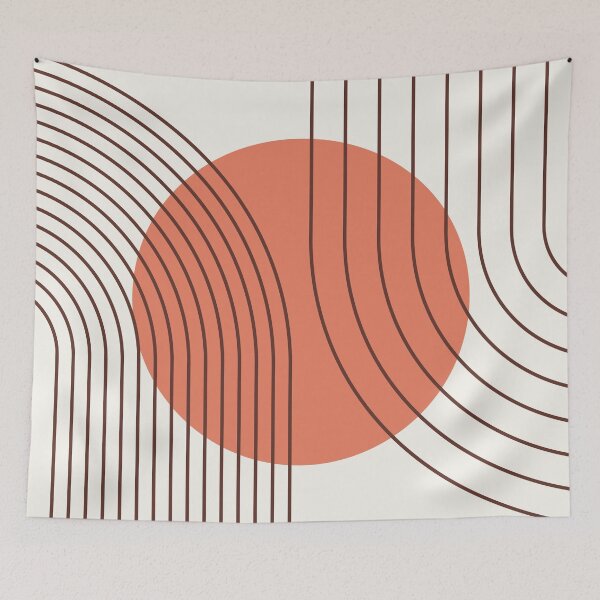 Item preview, Mid Century Modern Arches Boho Geometric Minimalist Line Art in Desert Blush designed and sold by nineFlorals.