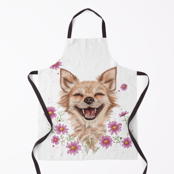 Item preview, Happy, smiling Chihuahua, pink flowers, pets, fun, spring mood, relaxation, happiness, gift for dog lovers. designed and sold by ArtbySvetik.