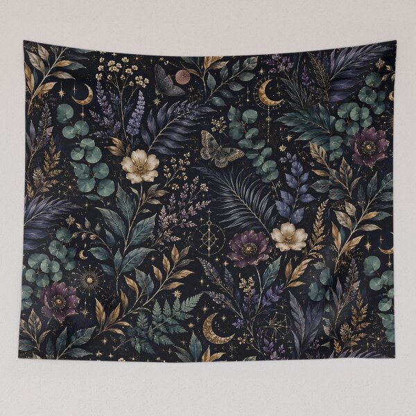 Item preview, Celestial Midnight Botanical Floral Pattern designed and sold by HUMANITY STUDIOS.