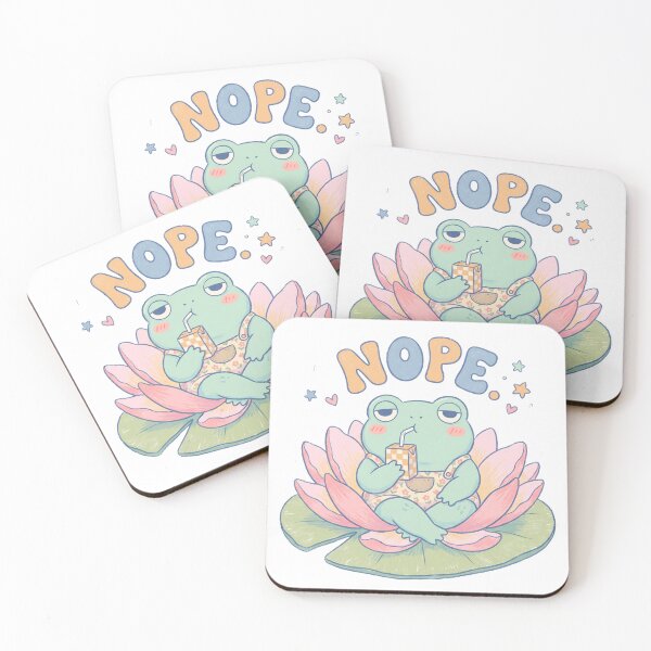 Item preview, Kawaii Frog Drinking Juice Nope Funny Introvert Anti Social Meme designed and sold by WorldShop17.