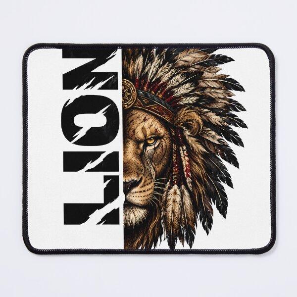 Item preview, Lion Warrior Native Feather Headdress | Vintage Tribal Animal T-Shirt Design designed and sold by SupernovaNote.