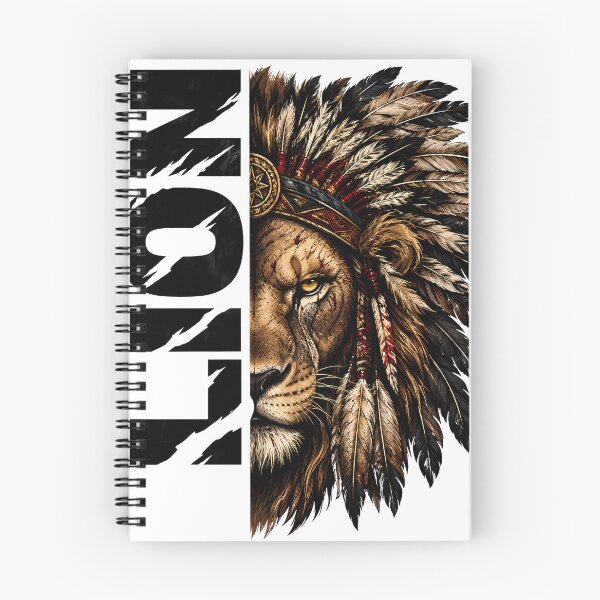 Item preview, Lion Warrior Native Feather Headdress | Vintage Tribal Animal T-Shirt Design designed and sold by SupernovaNote.