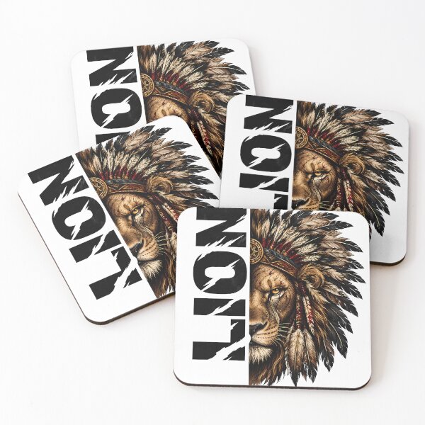 Item preview, Lion Warrior Native Feather Headdress | Vintage Tribal Animal T-Shirt Design designed and sold by SupernovaNote.