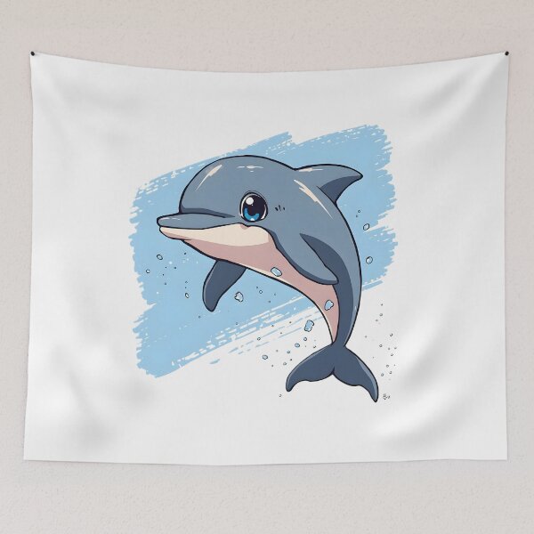 Artikelvorschau, Niedlicher Delfin-Aufkleber | Kawaii-Delfin-Illustration | Bezaubernde Meerestierkunst | Fröhliches Geschenk für Meeresliebhaber entworfen und verkauft von dreamz-world.
