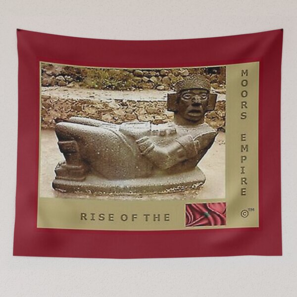 Item preview, Mu’ur (UM) Empire™ al-Benhadiel©™ design, Mayan statue, burgundy background designed and sold by HardyKnitDesign.