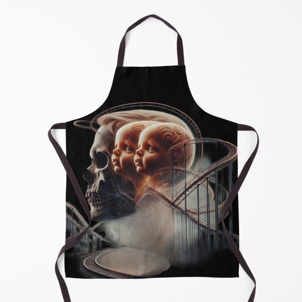 Item preview, Vintage Twin Dolls and Skull Rollercoaster Surreal Art designed and sold by LujziWorld.