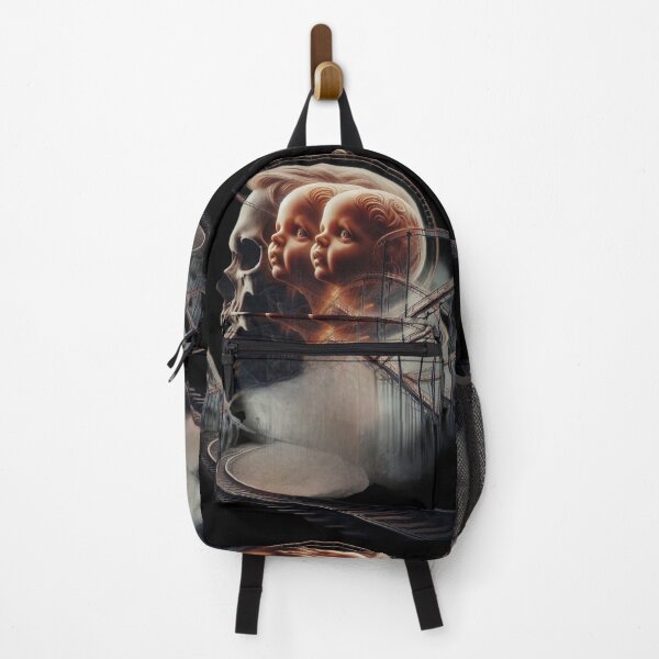 Item preview, Vintage Twin Dolls and Skull Rollercoaster Surreal Art designed and sold by LujziWorld.