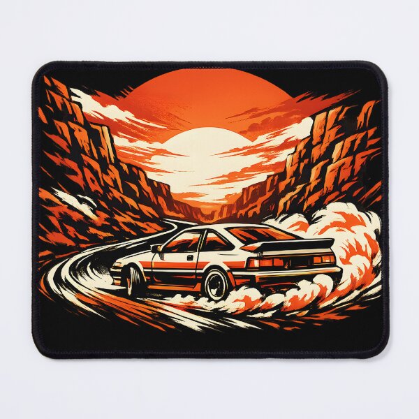 Item preview, Retro Sunset Canyon Racing Sports Coupe Vector T-Shirt Design Vintage Streetwear Screen Print Illustration designed and sold by Alkeira Shop.