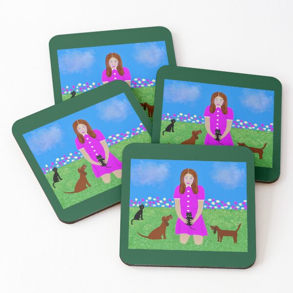 Item preview, Girl in Pink Surrounded by Pets designed and sold by Elaine M Hayward .
