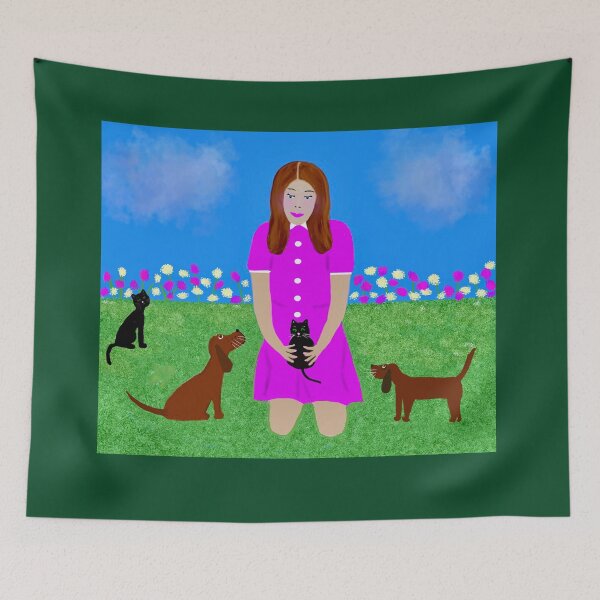 Item preview, Girl in Pink Surrounded by Pets designed and sold by Elaine M Hayward .