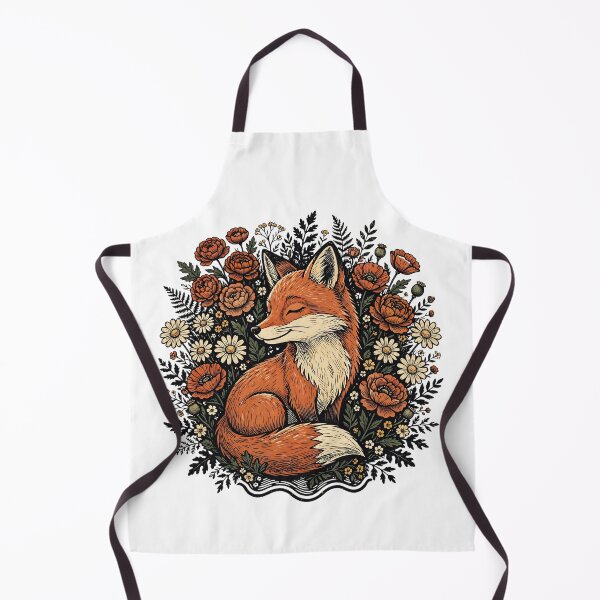Item preview, Cottagecore Fox Sleeping in Flowers - Vintage Woodcut Floral Fox Art | Peaceful Fox Among Wildflowers - Boho Folk Art Fox and Poppies Illustration designed and sold by Neurospicy Trolls.