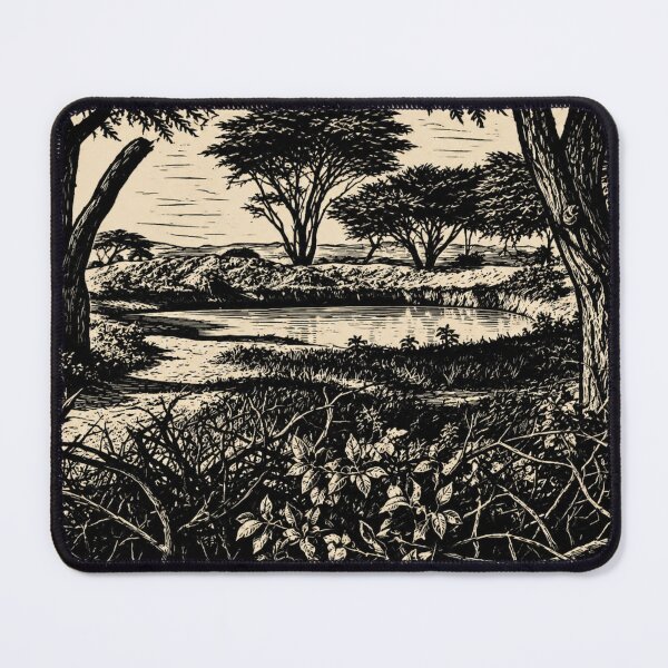 Item preview, Tanzania Waterhole | African Safari Linocut designed and sold by Linoluca.
