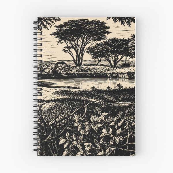 Item preview, Tanzania Waterhole | African Safari Linocut designed and sold by Linoluca.