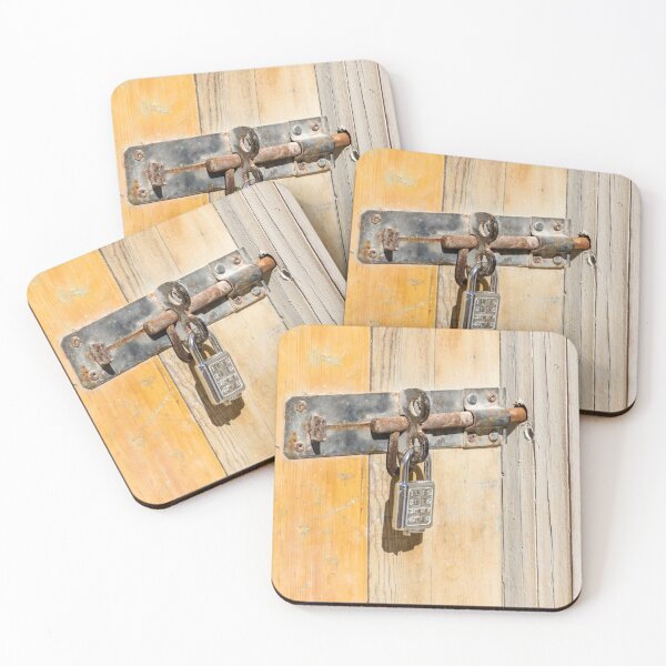 Item preview, Rusty Padlock On Weathered Wooden Door With Peeling Paint, Vintage Keyhole And Texture designed and sold by Nmallia.