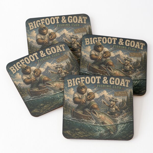 Item preview, Bigfoot and Goat Fishing Adventure Vintage Reel Friends designed and sold by NicheBloom.