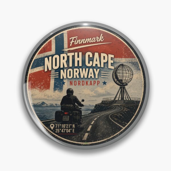 Item preview, Nordkapp North Cape Norway Motorcycle Sticker TShirt 05 designed and sold by OuterShellUK.