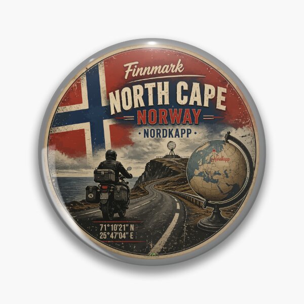Item preview, Nordkapp North Cape Norway Motorcycle Sticker TShirt 06 designed and sold by OuterShellUK.