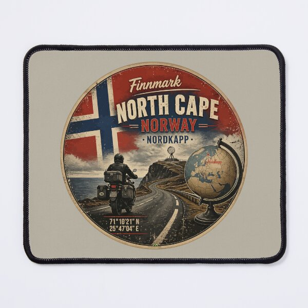 Item preview, Nordkapp North Cape Norway Motorcycle Sticker TShirt 06 designed and sold by OuterShellUK.