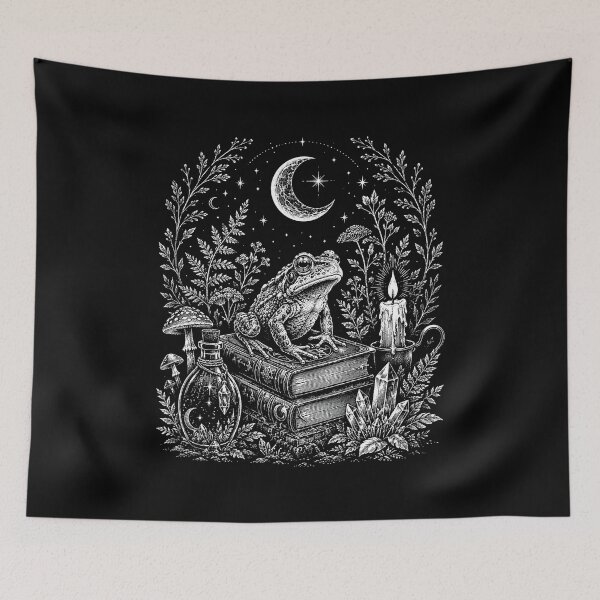 Item preview,  Woodland Moonlit Frog on Lily Pad Mushroom  Vintage designed and sold by SOUFIANE1991.