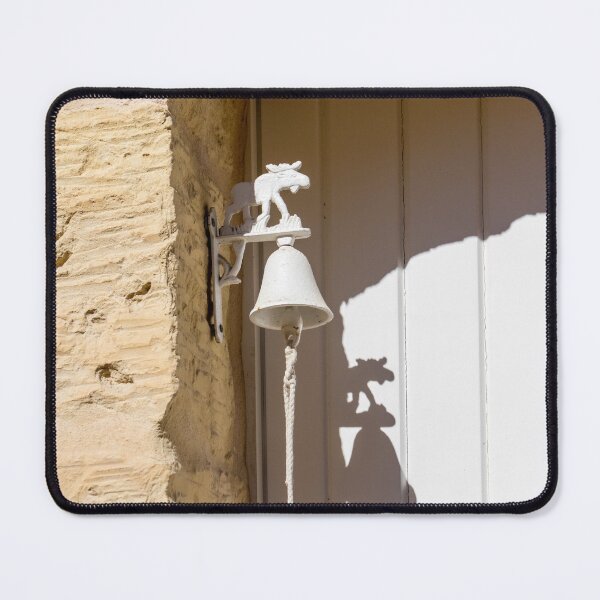 Item preview, White Decorative Door Bell With Moose Motif Mounted on Rustic Stone Entrance Casting Shadow designed and sold by Nmallia.