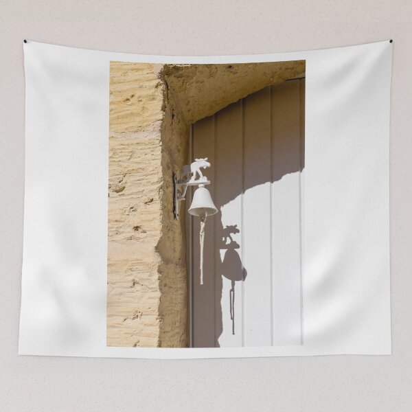 Item preview, White Decorative Door Bell With Moose Motif Mounted on Rustic Stone Entrance Casting Shadow designed and sold by Nmallia.