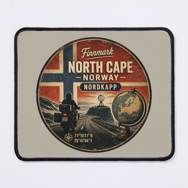 Item preview, Nordkapp North Cape Norway Motorcycle Sticker TShirt 07 designed and sold by OuterShellUK.