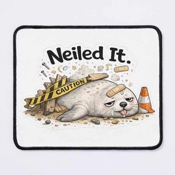Item preview, Neiled It Construction Seal | Funny Seal Pun Meme designed and sold by Doodle ⭐⭐⭐⭐⭐.