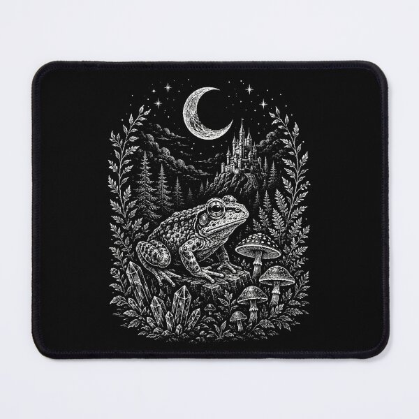 Item preview, Woodland Moonlit Frog on Lily Pad Mushroom Vintage designed and sold by SOUFIANE1991.