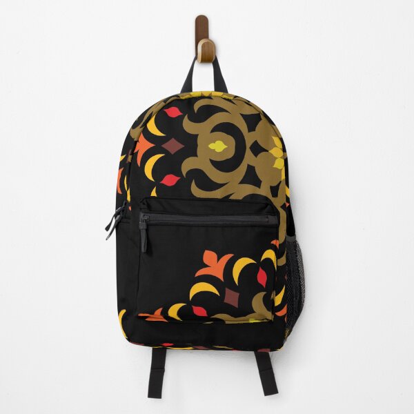 Item preview, Warm orange ethnic decorative floral mandala ornament isolated on black background designed and sold by PowerAntShop.