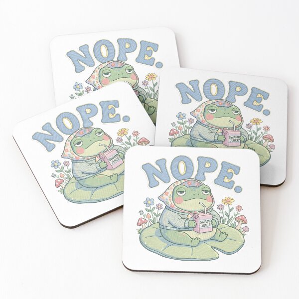 Item preview, Kawaii Frog Drinking Juice Nope Funny Introvert Anti Social Meme designed and sold by WorldShop17.