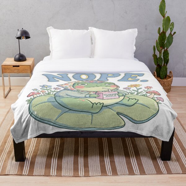 Item preview, Kawaii Frog Drinking Juice Nope Funny Introvert Anti Social Meme designed and sold by WorldShop17.
