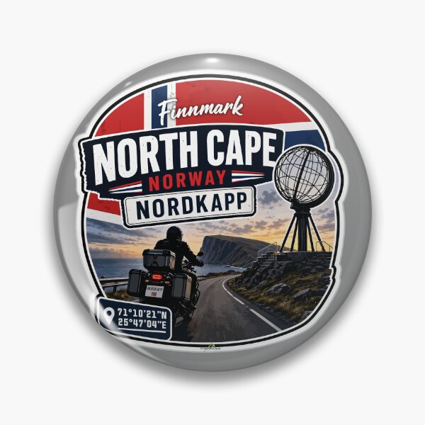 Item preview, Nordkapp North Cape Norway Motorcycle Sticker TShirt 08 designed and sold by OuterShellUK.