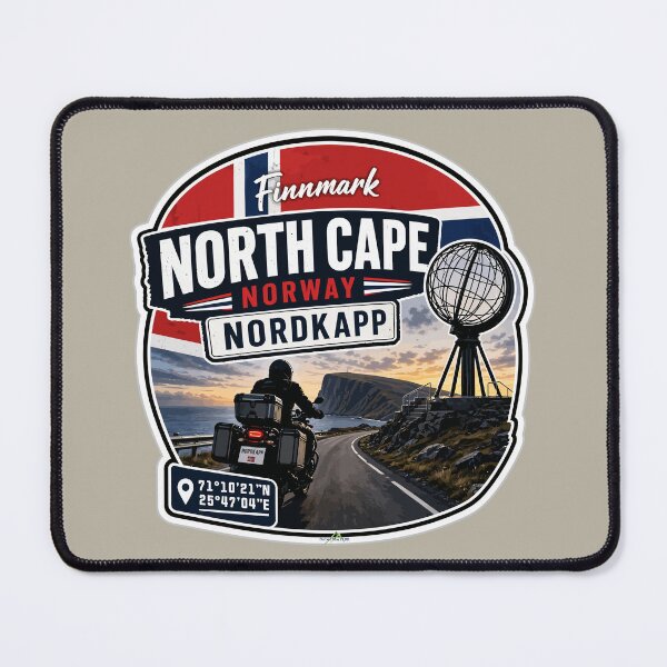Item preview, Nordkapp North Cape Norway Motorcycle Sticker TShirt 08 designed and sold by OuterShellUK.