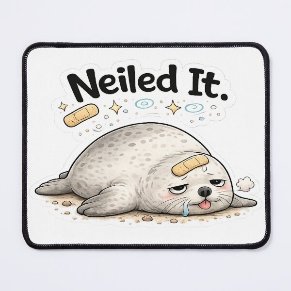 Item preview, Neiled It Seal | Funny Pun Seal Meme designed and sold by Doodle ⭐⭐⭐⭐⭐.