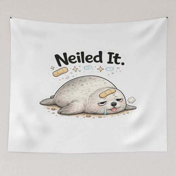 Item preview, Neiled It Seal | Funny Pun Seal Meme designed and sold by Doodle ⭐⭐⭐⭐⭐.