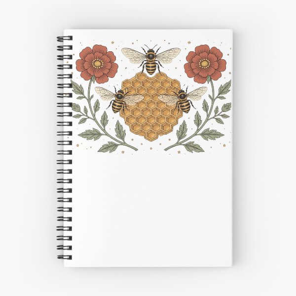 Item preview, Three Bees and Honeycomb - Vintage Floral Beekeeper Cottagecore Art | Honey Bee Heart - Retro Botanical Honeycomb with Wildflowers designed and sold by Neurospicy Trolls.