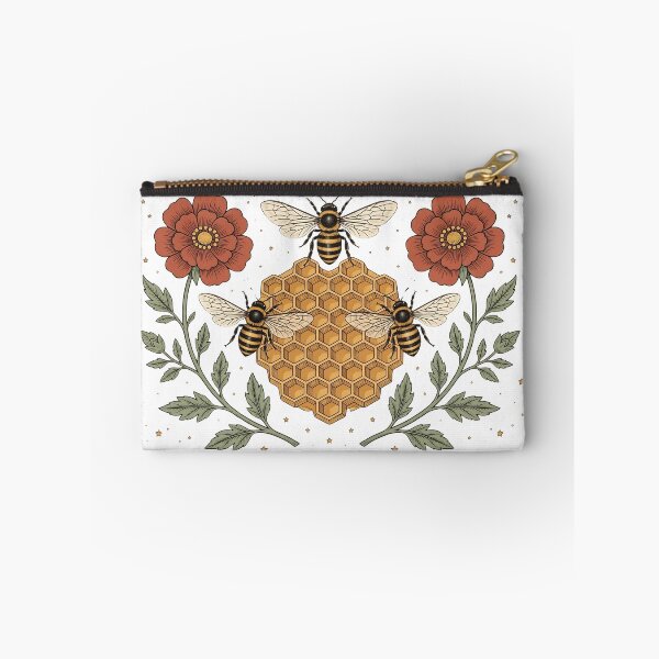 Item preview, Three Bees and Honeycomb - Vintage Floral Beekeeper Cottagecore Art | Honey Bee Heart - Retro Botanical Honeycomb with Wildflowers designed and sold by Neurospicy Trolls.