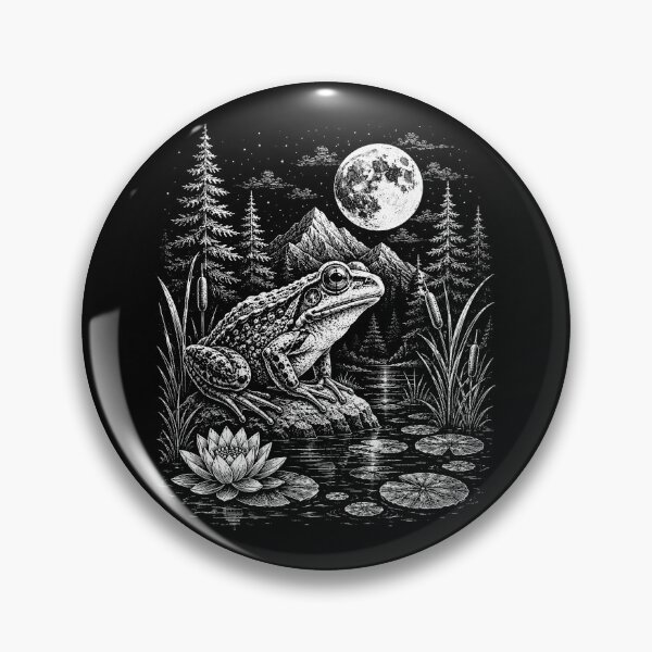 Item preview,  Woodland Moonlit Frog on Lily Pad Mushroom  Vintage designed and sold by SOUFIANE1991.