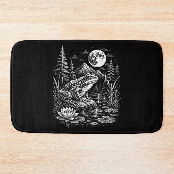 Item preview,  Woodland Moonlit Frog on Lily Pad Mushroom  Vintage designed and sold by SOUFIANE1991.