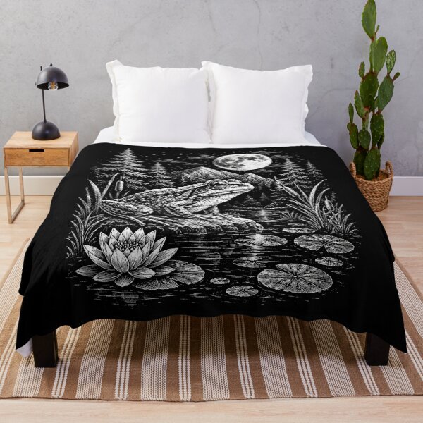 Item preview, Woodland Moonlit Frog on Lily Pad Mushroom Vintage designed and sold by SOUFIANE1991.