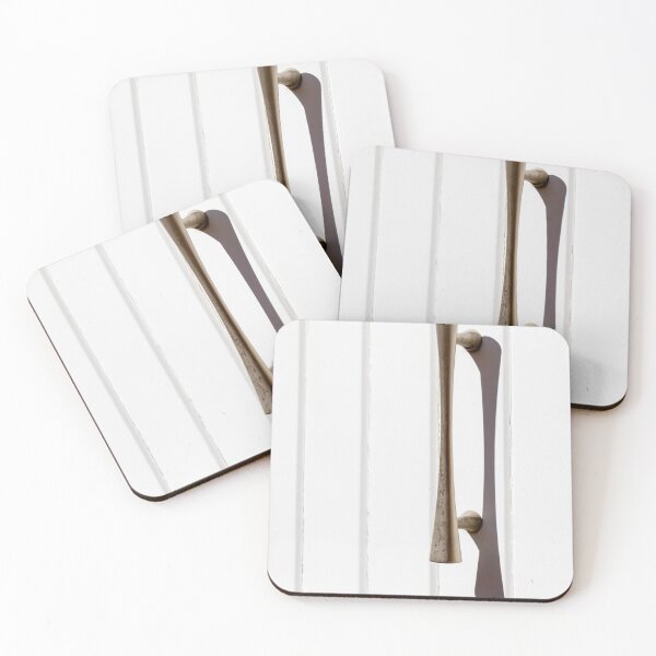 Item preview, Brass Door Handle on White Paneled Door Casting a Sharp Shadow Minimalist Hardware designed and sold by Nmallia.