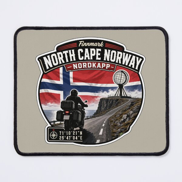 Item preview, Nordkapp North Cape Norway Motorcycle Sticker TShirt 10 designed and sold by OuterShellUK.