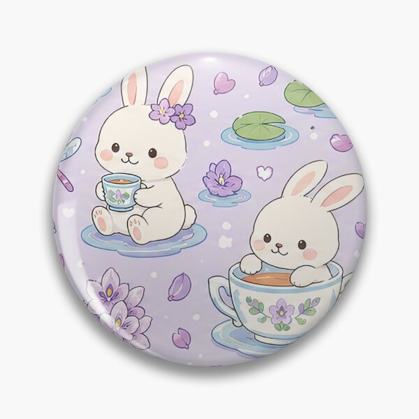 Item preview, Bunny Water Hyacinth Tea Garden Kawaii Floral Pattern designed and sold by Soft Berry Studio.