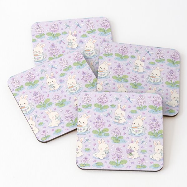 Item preview, Bunny Water Hyacinth Tea Garden Kawaii Floral Pattern designed and sold by Soft Berry Studio.